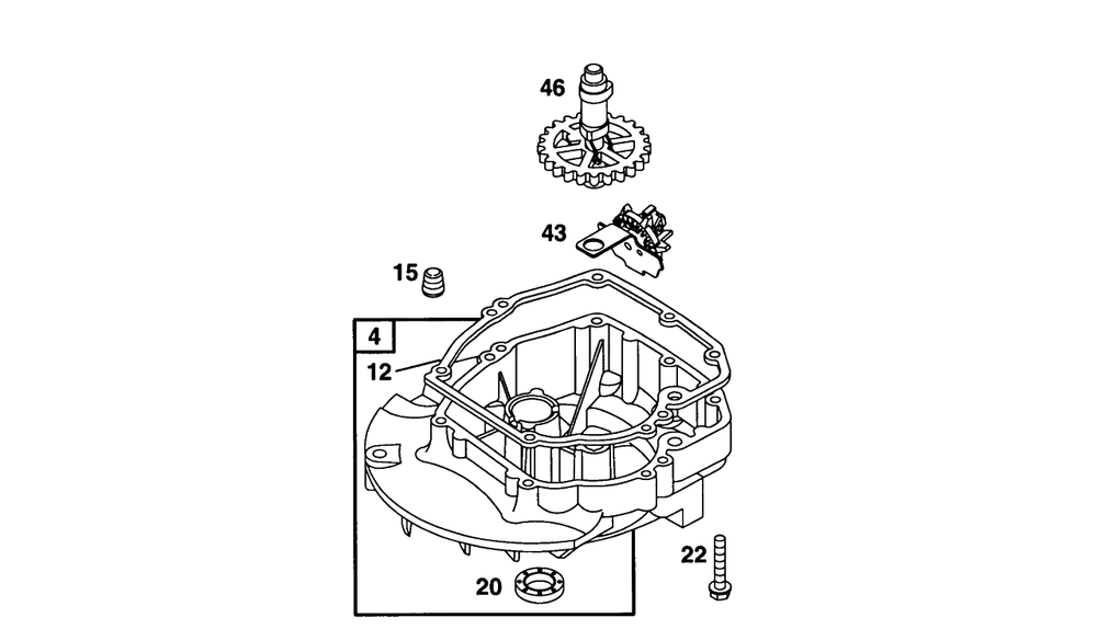 Sump Base, Cam Diagram and Parts List for 12E802-0830-XX  Briggs and Stratton Engine